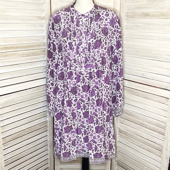 Natalie Martin SammIe Pintuck 100% Silk Dress Violet Geranium XL NWT - Picture 1 of 5